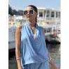 Blouse denim portefeuille bleue Katelyn