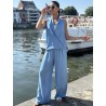 Blouse denim portefeuille bleue Katelyn