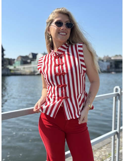 Blouse chic rayée rouge Marissa