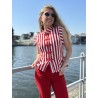 Blouse chic rayée rouge Marissa