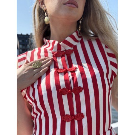 Blouse chic rayée rouge Marissa