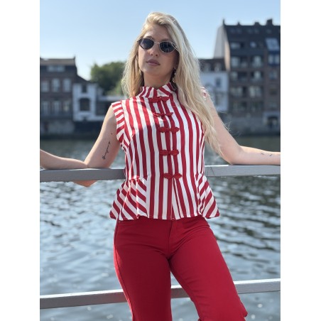 Blouse chic rayée rouge Marissa