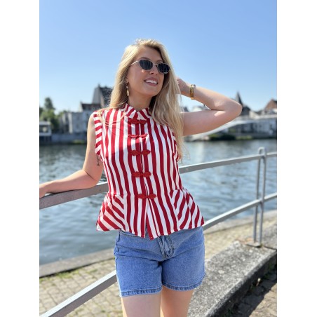 Blouse chic rayée rouge Marissa
