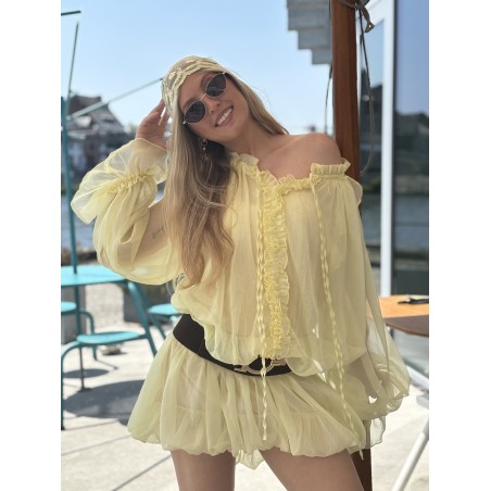 Robe légère transparente jaune THELMA