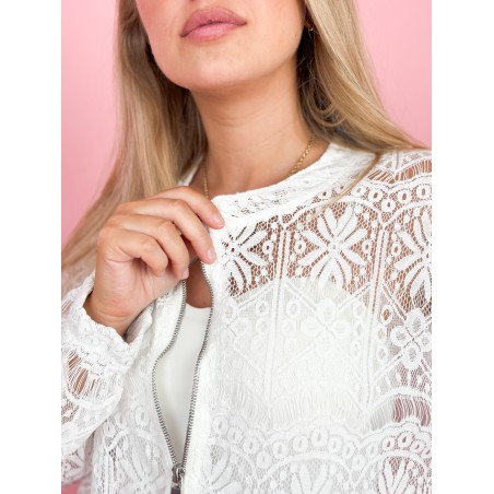 Bomber dentelle chic blanc LUANA