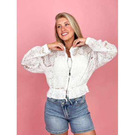 Bomber dentelle chic blanc LUANA