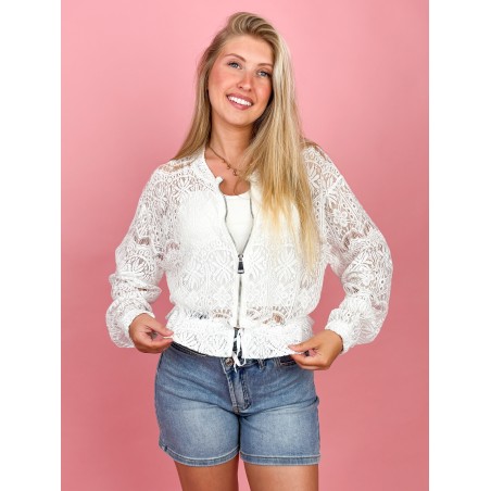 Bomber dentelle chic blanc LUANA
