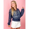 Bomber dentelle chic marine LUANA