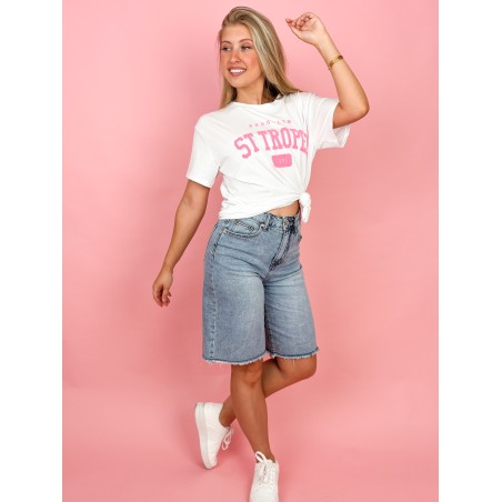 Short long denim jean LEONCE