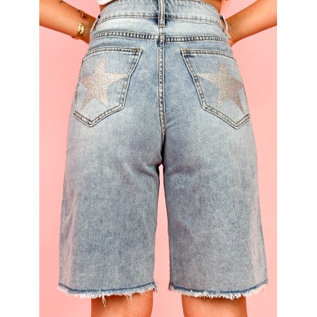 Short long denim jean LEONCE