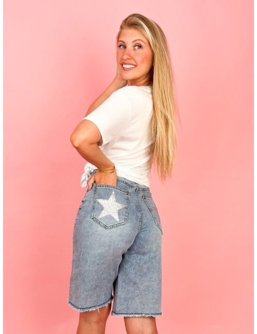 Short long denim jean LEONCE