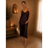 Robe longue décolleté à dentelle choco FEVER