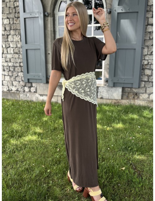 Robe longue à ceinture choco SANABA