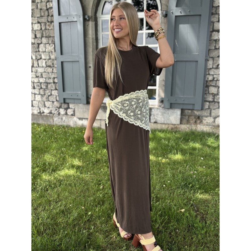 Robe longue à ceinture choco SANABA