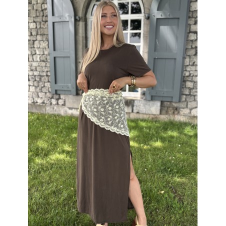 Robe longue à ceinture choco SANABA