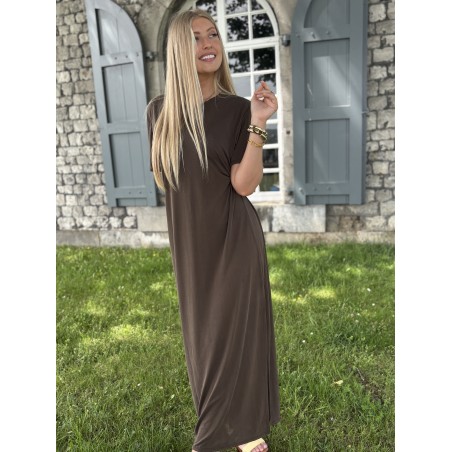 Robe longue à ceinture choco SANABA
