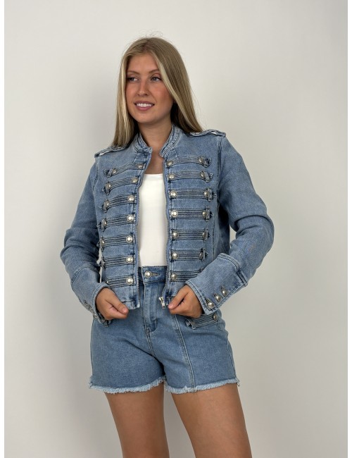 Veste denim à boutons décoratifs jean TAMARA