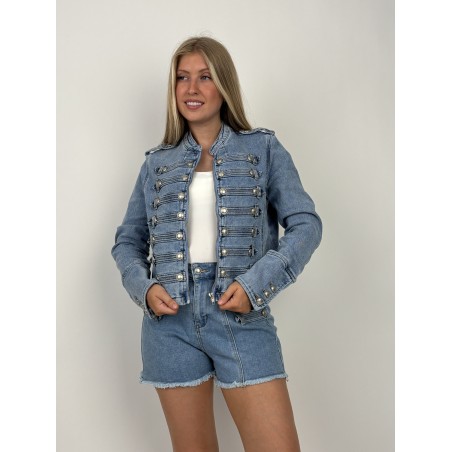 Veste denim à boutons décoratifs jean TAMARA