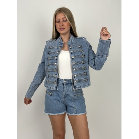 Veste denim à boutons décoratifs jean TAMARA