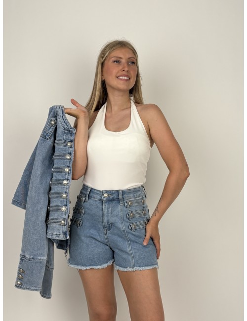 Short denim à boutons décoratifs jean MOLLY