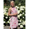Robe à col montant imprimée de fleurs roses MELODIE
