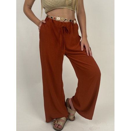 Pantalon fluide et large brique Zoe