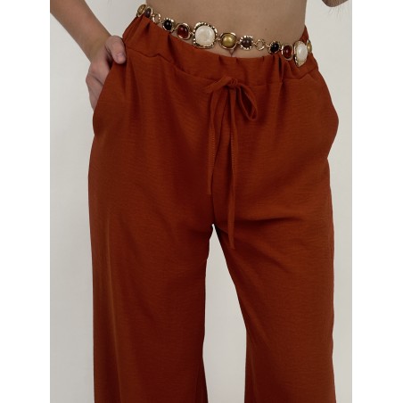 Pantalon fluide et large brique Zoe