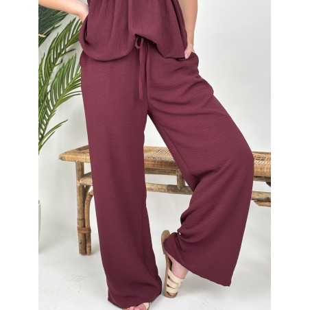 Pantalon fluide et large bordeaux Zoe