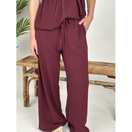 Pantalon fluide et large bordeaux Zoe