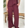 Pantalon fluide et large bordeaux Zoe
