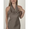 Robe à décolleté drapé taupe CELINE
