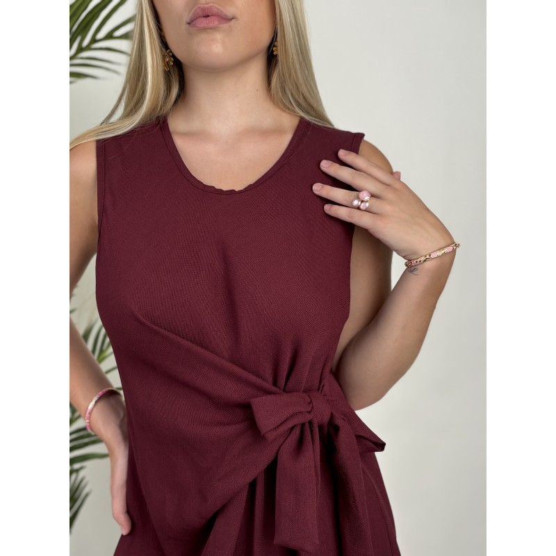Robe portefeuille à décolleté bordeaux POLLY