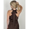 Robe fluide décolleté croisé choco AMANDINE