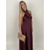 Robe fluide décolleté croisé bordeaux AMANDINE