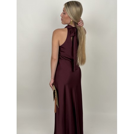 Robe fluide décolleté croisé bordeaux AMANDINE