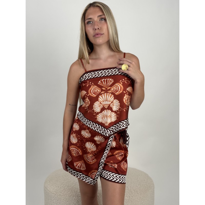 Ensemble short imprimé bohème brique VANESSA