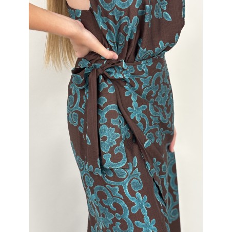 Jupe longue bohème à motifs turquoises DARLENE