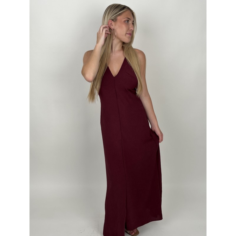 Robe longue décolleté bordeaux LILY