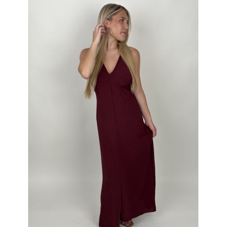 Robe longue décolleté bordeaux LILY