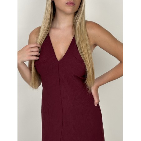 Robe longue décolleté bordeaux LILY