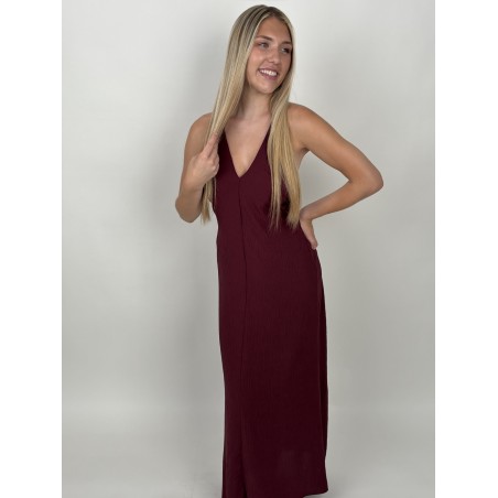 Robe longue décolleté bordeaux LILY