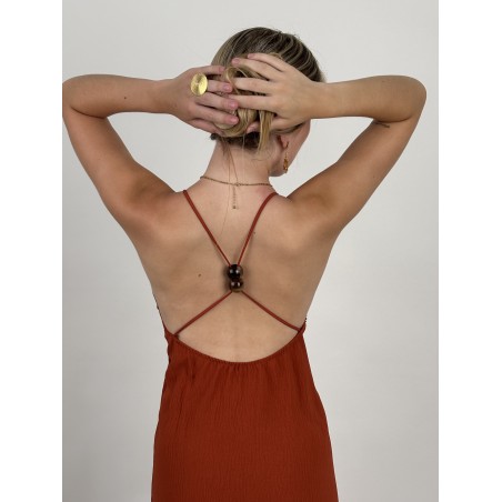 Robe longue décolleté brique LILY
