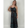 Robe longue légère bohème à motifs turquoises MILA