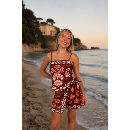 Ensemble short imprimé bohème brique VANESSA