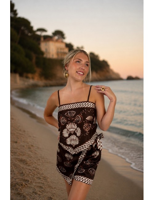 Ensemble short imprimé bohème choco VANESSA