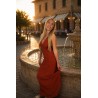Robe longue décolleté brique LILY