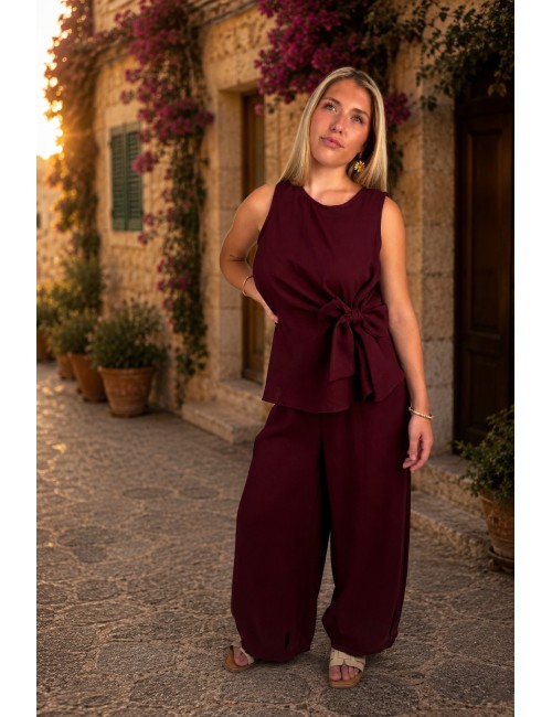 Ensemble long bohème à noeud bordeaux CHARLOTTE