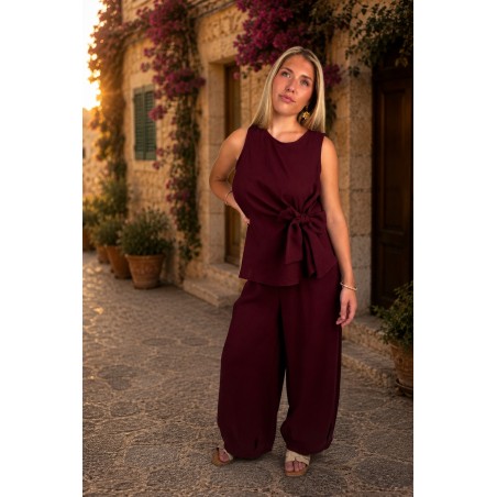 Ensemble long bohème à noeud bordeaux CHARLOTTE