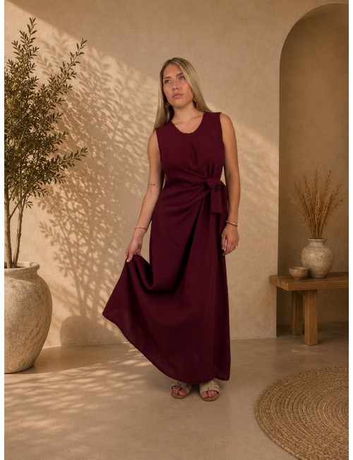 Robe portefeuille à décolleté bordeaux POLLY