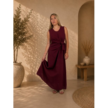 Robe portefeuille à décolleté bordeaux POLLY